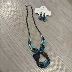 Elegant Blue Necklace & Earring Set